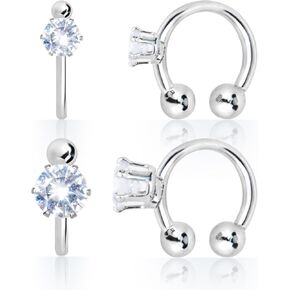 Wecoe 2 Pairs of Silver Rhinestone Cuff Earrings for Women Girls Earring Cuffs Non Pierced Hypoallergenic Cartilage Clip On Diamond Earrings Wedding Statement Jewelry Gifts Aretes De Mujer