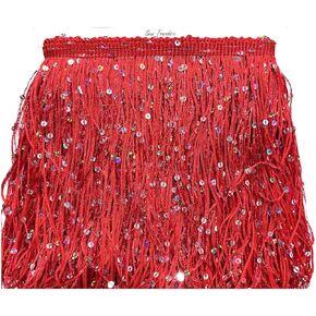 5 Yards of 4" Long Starlight Silver Rainbow Sequin Chainette Fringe Yarn Thread Tassel Trim-Purple