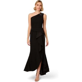 Adrianna Papell Women's Beaded Knit Crepe Gown