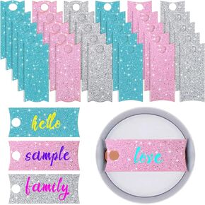 30PCS for Stanley 40 OZ Cup Name Plate, Acrylic Personalized, Tumbler Lid Topper Ideal Tag Cups Accessories Nametag Labels Customizable Blank Nameplate Shiny Colorful Pink, Blue, Silver