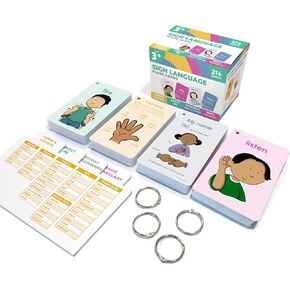 Carson Dellosa 216 Sign Language Flash Cards for Toddlers Ages 3+, 4 Pack of ASL Vocabulary and Sight Word Flash Cards with Signs