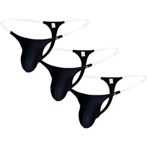 Gogobear Mens Low Rise T-Back Thongs Invisible Transparent Waistband Bulge Pouch Briefs Underwear