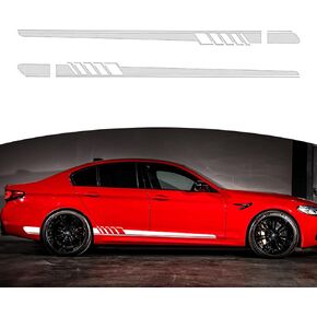Pack-2 Car Side Body Decals, 4.52" x 88.58" Waterproof PVC Vehicle DIY Decorative Stickers, Universal Automotive Creative Stripe for Truck SUV Racing Car Motorcycle Bike (Black)