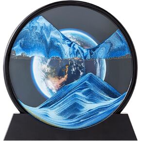 rysnwsu Moving Sand Art Picture w/Mirror, 3D Dynamic Sand Art Liquid Motion Sandscapes, Children's Large Desktop Art Toys, Home & Office Relaxing Desktop Decor (Blue-Waterfall, 7'')