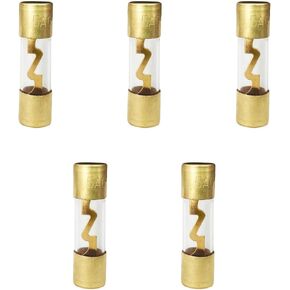 60A AGU Fuse Gold Plated Glass Inline Car Audio, 5Pack Glass Fuse for Car/Auto/Marine Audio Stereo Amplifier Power Protection, Audio Stereo Sytem Fuse (60A)