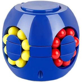 Rotating Bean Magic Cube Fidget Puzzle Toys Anti Stress Ball IQ Games Educational Sensory Easter Gift for Boys Girls Kids Children Adults (Blue)