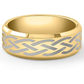 Men's Gold Plated Tungsten Ring Celtic Laser 8mm Wedding Band