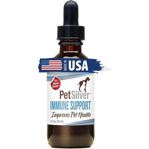 PetSilver Cough & Immune, Kennel Cough, Dog Allergy Relief, Respiratory and Allergy Relief for Cats, Vet Formulated, Limited Ingredient, All Natural Chelated Silver, Easy to Use Dropper, 2 fl oz