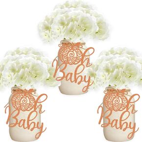Fall Pumpkin Tags Baby Shower Centerpiece Decoration Autumn Theme Gift Tags Glitter Orange Swirly Pumpkin Favor Tags 24 PCS
