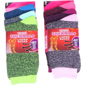 TZ Promise 6 Pack Women's Winter Thermal Multicolored Ankle Quarter Socks for Cold Weather Size:9-11