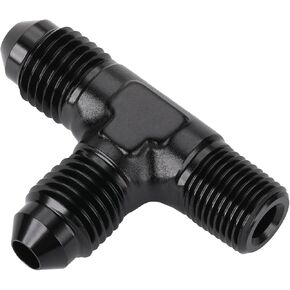 4AN Male Flare Tee to 1/8 NPT on Run T Fitting Adapter Aluminum Black