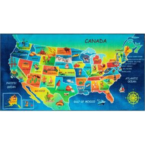 Furnish my Place 762 USA Map HD USA Map Area Rug for Childrens, Floor Mat, Multicolor (6'6"x9'2")