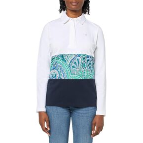 Tommy Hilfiger Women's Classic Paisley Detail Long Sleeve Polo