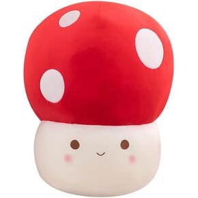 Cute Mushroom Stuffed Plush Toy, Red 3D Soft Mushroom Plush Plushie, 15.7‘’ Mushroom Hugging Plush Pillow, Gift for Girls Boys Home Decor Christmas Valentines Party