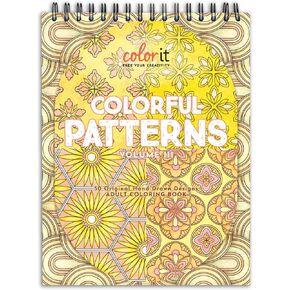 ColorIt Colorful Patterns, Volume II Spiral Bound Adult Coloring Book, 50 Illustrations Inspired by Nature, Animals, Plants & Flowers, Thick Paper, Perforated Edges, Hardback Covers & Ink Blotter