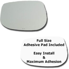Mirror Glass + Full Size Adhesive Pad for 2009-2013 Honda Fit Driver Side Replacement (2009 2010 2011 2012 2013 09 10 11 12 13)