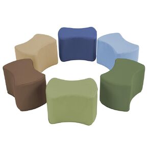 ECR4Kids SoftZone Butterfly Stools, Soft Foam Modular Seating Set for Toddlers (6-Pack) Earthtone
