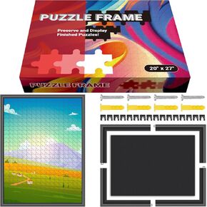 (عبوة من قطعتين) إطار أحجية أسود من كالفانا مقاس 20 × 27 لألغاز الصور المقطوعة، طقم إطار صور أحجية مكون من 1000 قطعة، مجموعة تأطير عرض الألغاز، ملحقات التركيب والتعليق، تصميم بدون وهج، تجميع سهل in Kuwait