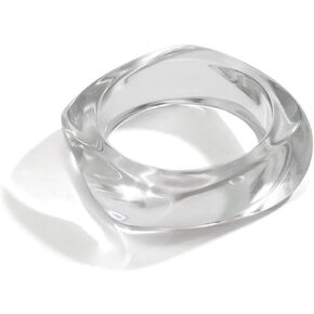 tenghong2021 Multiple Color Square Acrylic Resin Bangle for Women Simple Transparent Resin Chunky Thick Thin Wide Bracelet Irregular Geometric Plastic Wristbands Cuff Bracelet for Women Gifts Jewelry