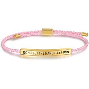 CANDYFANCY Motivational Tube Bracelet For Women Men Dont Let Hard Day Win Adjustable Handmade Braided Wrap Stainless Steel for Girls Inspirational Braided Gifts Jewelry