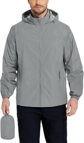 COOFANDY Mens Rain Jacket Waterproof Lightweight Raincoat Packable Rain Shell Jacket With Hood for Golf Hiking Running in Saudi Arabia