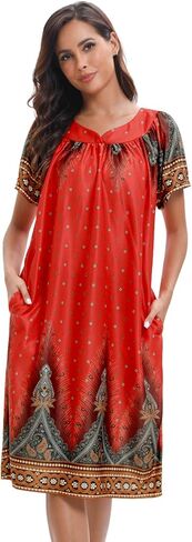 2 Pack House Dresses for Women with Pockets Moo Moos Nightgowns Short Sleeve Mumu Lounge Dress in Saudi Arabia