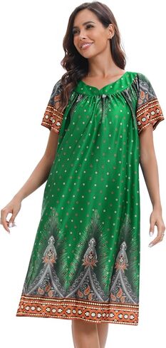 2 Pack House Dresses for Women with Pockets Moo Moos Nightgowns Short Sleeve Mumu Lounge Dress in Saudi Arabia