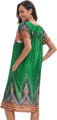 2 Pack House Dresses for Women with Pockets Moo Moos Nightgowns Short Sleeve Mumu Lounge Dress in Saudi Arabia
