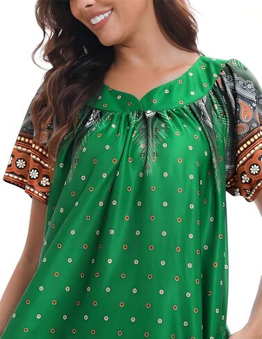 2 Pack House Dresses for Women with Pockets Moo Moos Nightgowns Short Sleeve Mumu Lounge Dress in Saudi Arabia