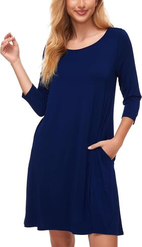 GYS Bamboo Viscose Sleepwear for Women Soft 3/4 Sleeve Nightgowns with Pockets in Saudi Arabia