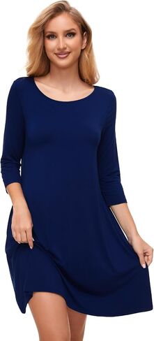 GYS Bamboo Viscose Sleepwear for Women Soft 3/4 Sleeve Nightgowns with Pockets in Saudi Arabia