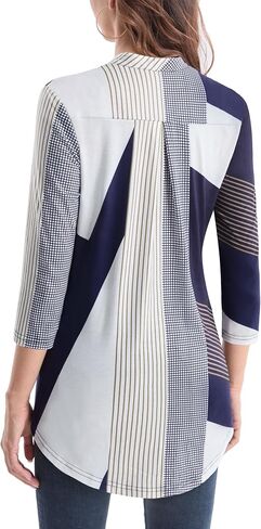 BAISHENGGT Womens 3/4 Sleeve Floral Printed Notch V Neck Blouses Tunics Tops in Saudi Arabia