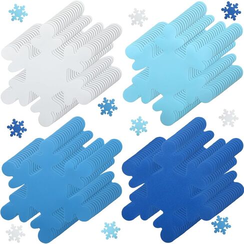 Liliful 100 Pcs Foam Snowflakes Large Snowflake Foam Cutouts 7.5 x 7.1 Inch Snowflake Shapes with Glue Point Dots Foam Craft Snowflake for Kids Winter Christmas DIY Party Home Decorations in Saudi Arabia