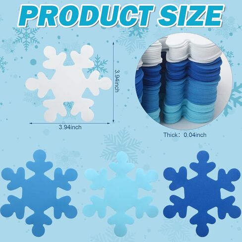 Liliful 100 Pcs Foam Snowflakes Large Snowflake Foam Cutouts 7.5 x 7.1 Inch Snowflake Shapes with Glue Point Dots Foam Craft Snowflake for Kids Winter Christmas DIY Party Home Decorations in Saudi Arabia