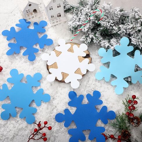 Liliful 100 Pcs Foam Snowflakes Large Snowflake Foam Cutouts 7.5 x 7.1 Inch Snowflake Shapes with Glue Point Dots Foam Craft Snowflake for Kids Winter Christmas DIY Party Home Decorations in Saudi Arabia