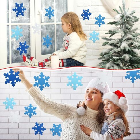 Liliful 100 Pcs Foam Snowflakes Large Snowflake Foam Cutouts 7.5 x 7.1 Inch Snowflake Shapes with Glue Point Dots Foam Craft Snowflake for Kids Winter Christmas DIY Party Home Decorations in Saudi Arabia