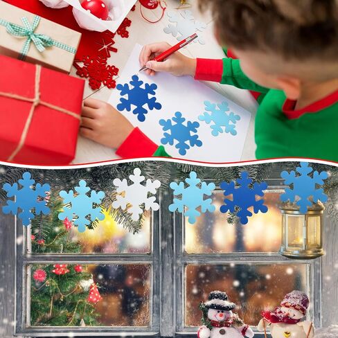 Liliful 100 Pcs Foam Snowflakes Large Snowflake Foam Cutouts 7.5 x 7.1 Inch Snowflake Shapes with Glue Point Dots Foam Craft Snowflake for Kids Winter Christmas DIY Party Home Decorations in Saudi Arabia