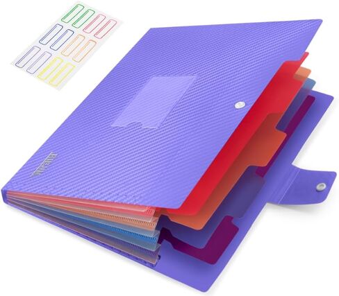 مجلد ملفات قابل للتوسيع بخمسة جيوب، منظم ملفات الأكورديون مع ملصقات، مجلدات بحجم حرف A4 للمستندات، مجلد ملفات محمول قابل للتوسيع للمكتب والمدرسة - أسود in Kuwait