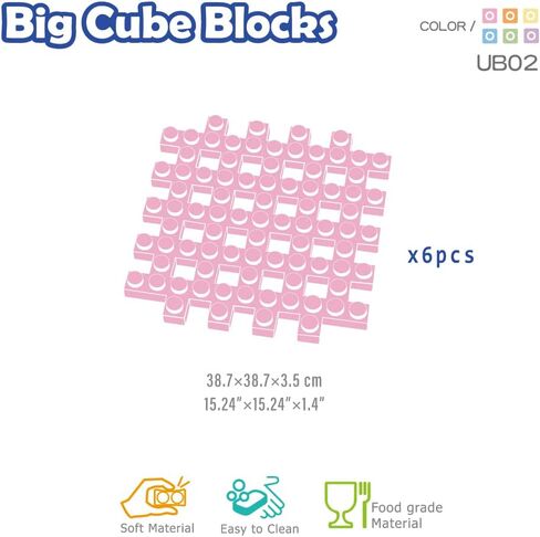 UNiPLAY Large Waffle Soft Building Blocks — Cube Puzzle for Cognitive Development, Early Learning Education and Sensory Play for Ages 3 Months and Up (6-Piece Set) in Saudi Arabia
