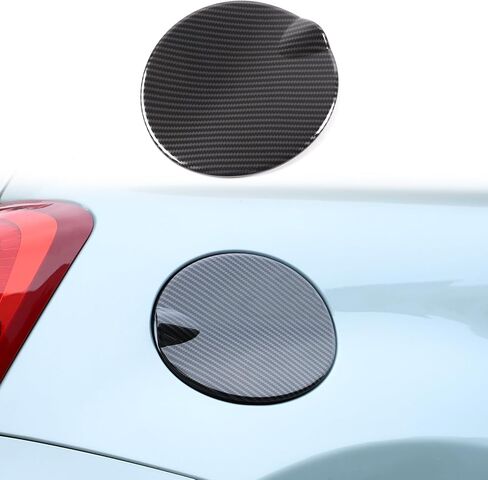 Car Fuel Filler Gas Tank Cap Cover Compatible with Fiat 500 2016-2023 Car Gas Cap Fuel Cover Fuel Filler Cap Door Protection Trim Cover decorative accessories (carbon fiber grain) in Kuwait