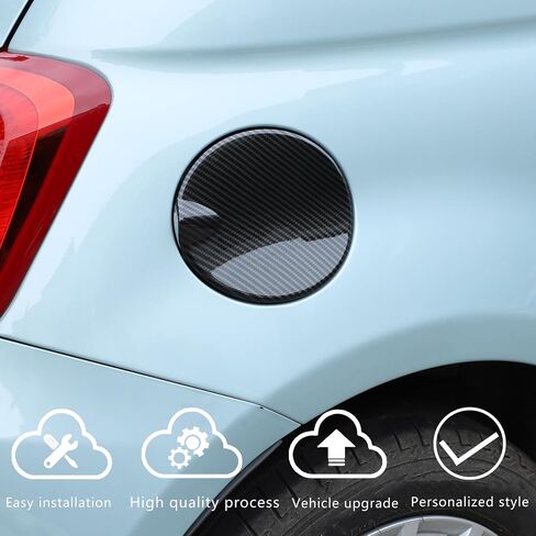 Car Fuel Filler Gas Tank Cap Cover Compatible with Fiat 500 2016-2023 Car Gas Cap Fuel Cover Fuel Filler Cap Door Protection Trim Cover decorative accessories (carbon fiber grain) in Kuwait