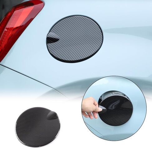 Car Fuel Filler Gas Tank Cap Cover Compatible with Fiat 500 2016-2023 Car Gas Cap Fuel Cover Fuel Filler Cap Door Protection Trim Cover decorative accessories (carbon fiber grain) in Kuwait