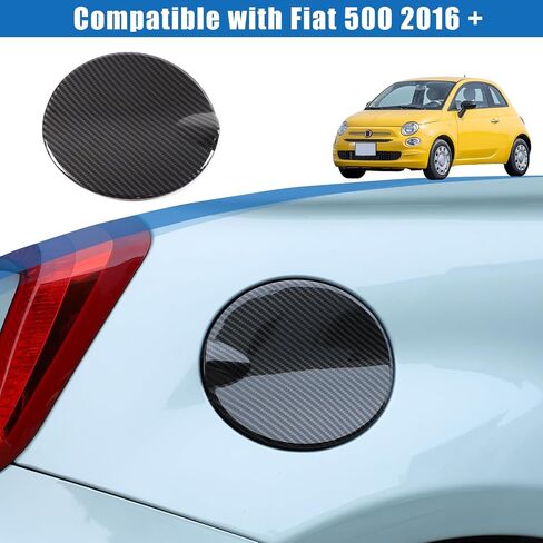 Car Fuel Filler Gas Tank Cap Cover Compatible with Fiat 500 2016-2023 Car Gas Cap Fuel Cover Fuel Filler Cap Door Protection Trim Cover decorative accessories (carbon fiber grain) in Kuwait