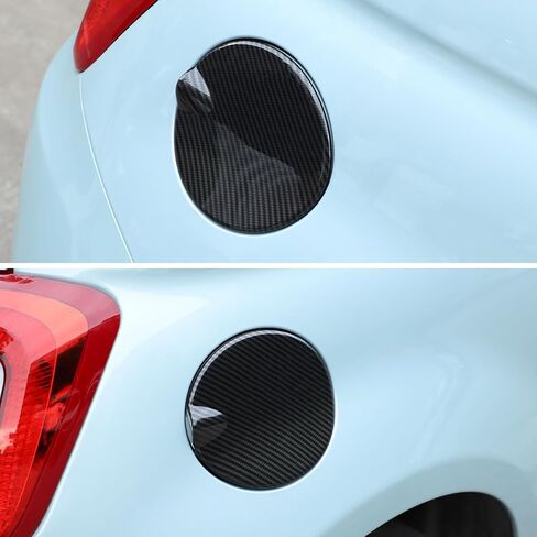 Car Fuel Filler Gas Tank Cap Cover Compatible with Fiat 500 2016-2023 Car Gas Cap Fuel Cover Fuel Filler Cap Door Protection Trim Cover decorative accessories (carbon fiber grain) in Kuwait