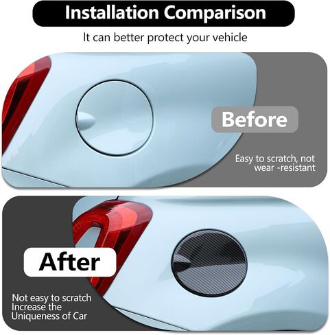 Car Fuel Filler Gas Tank Cap Cover Compatible with Fiat 500 2016-2023 Car Gas Cap Fuel Cover Fuel Filler Cap Door Protection Trim Cover decorative accessories (carbon fiber grain) in Kuwait