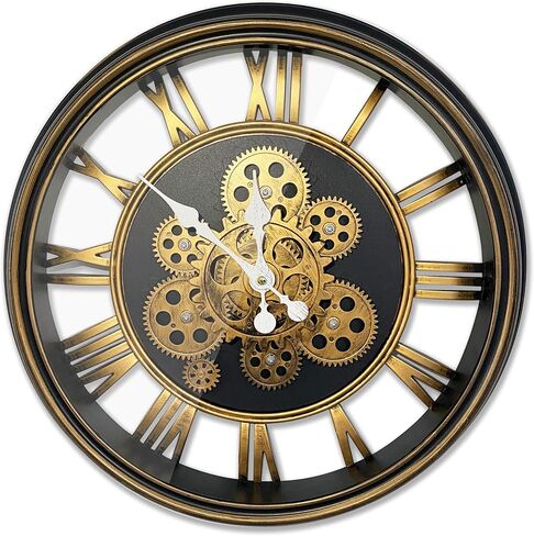 ساعة حائط متحركة لديكور غرفة المعيشة، ساعة حائط Steampunk صناعية عتيقة، ساعة كبيرة تعمل بالبطارية للمنزل والحانات والمكاتب والمقاهي والفندق (17 بوصة) in Saudi Arabia