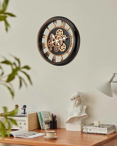 ساعة حائط متحركة لديكور غرفة المعيشة، ساعة حائط Steampunk صناعية عتيقة، ساعة كبيرة تعمل بالبطارية للمنزل والحانات والمكاتب والمقاهي والفندق (17 بوصة) in Saudi Arabia