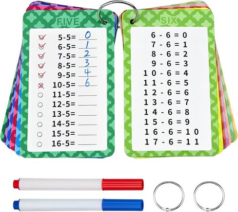 Multiplication Flashcards 0-12, 13 Pcs Multiplication Chart Math Flashcards, Multiplication Math Game, Times Table Flash Cards with 2 Dry Erase Markers and 2 Rings for 1st to 3rd Grades in Saudi Arabia