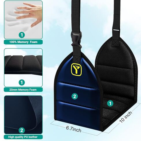 Airplane Foot Rest (PU Leather) Foot Hammock for Plane Travel Footrest with Memory Foam Foot and Heel Hammock Airplane Travel Accessories in Kuwait