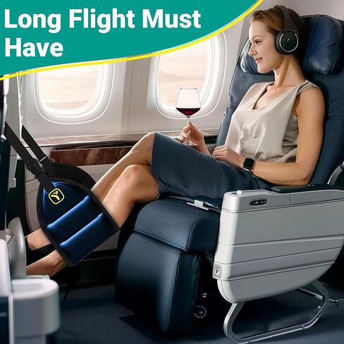 Airplane Foot Rest (PU Leather) Foot Hammock for Plane Travel Footrest with Memory Foam Foot and Heel Hammock Airplane Travel Accessories in Kuwait